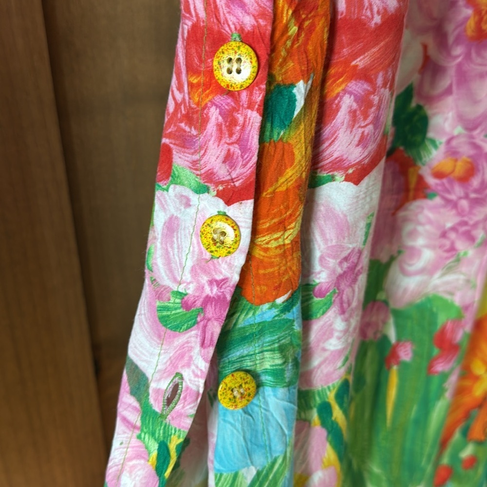 Jams World Bouquet Burst Floral Midi Dress Womens M Tropical Beach made in USA - Picture 7 of 12